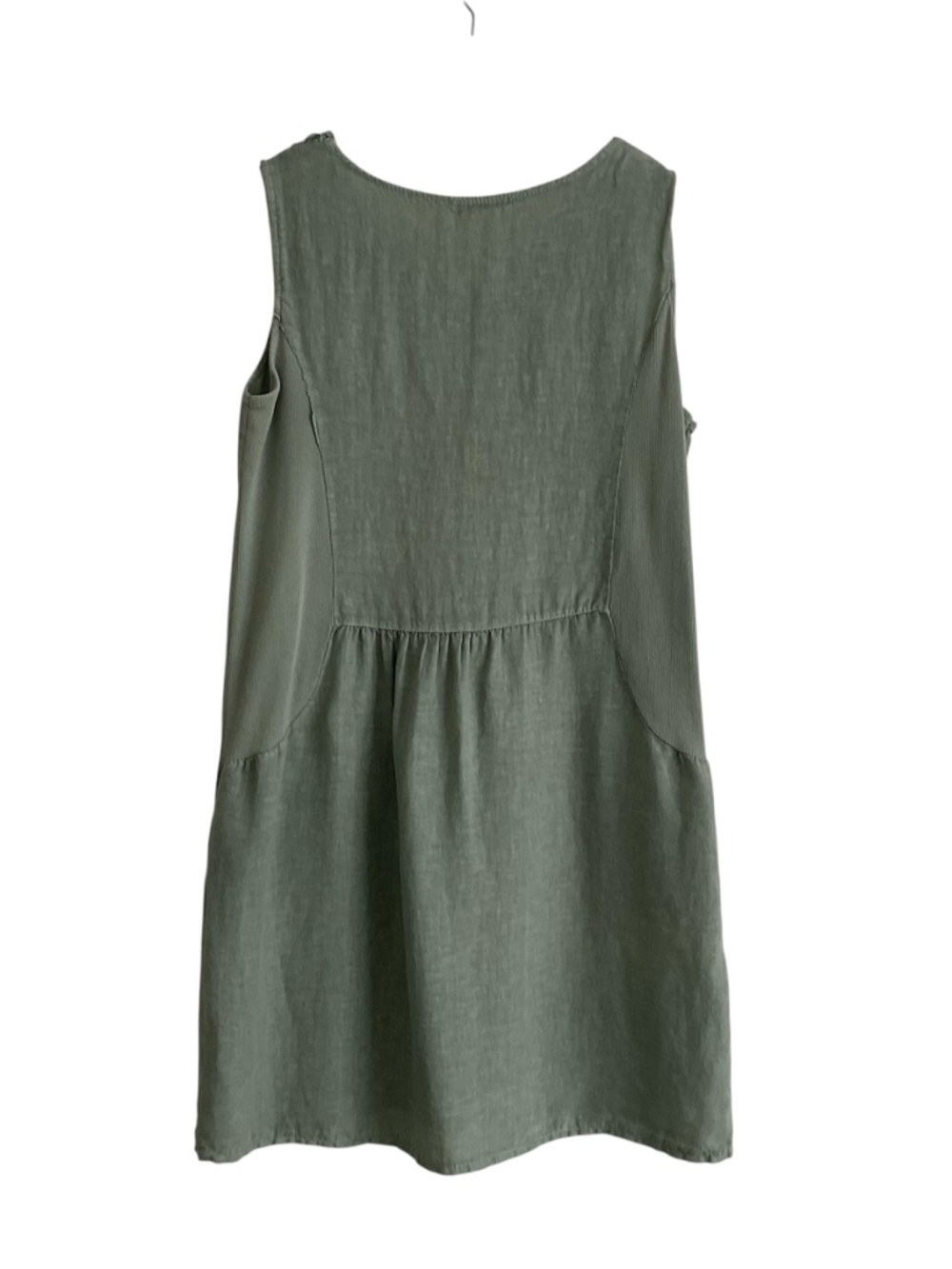 Lungo L'Arno Rosette 100% Linen Dress Sz L Sage Green Modest Coastal Mori Kei - Picture 3 of 10